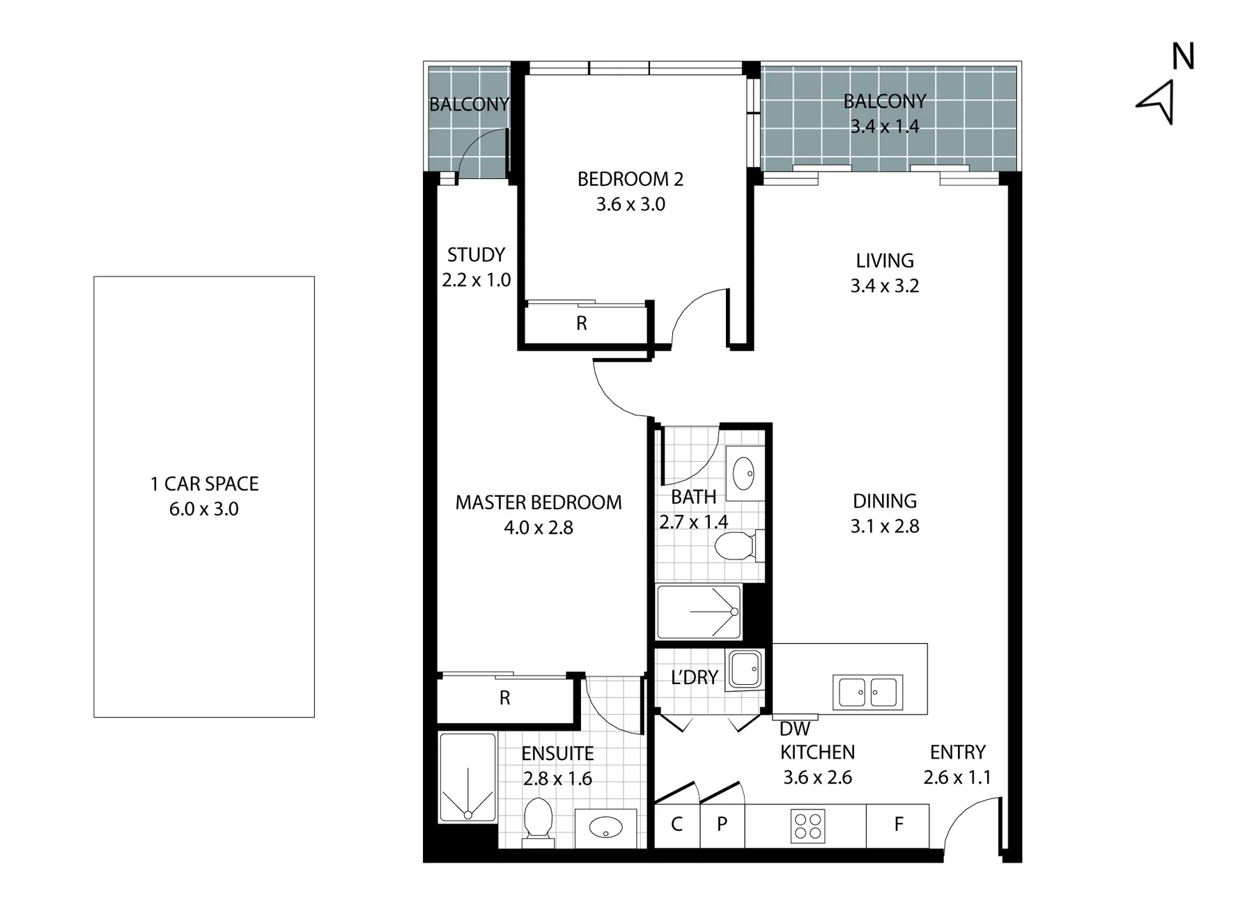 Black and white 2D Floorpik floor plan